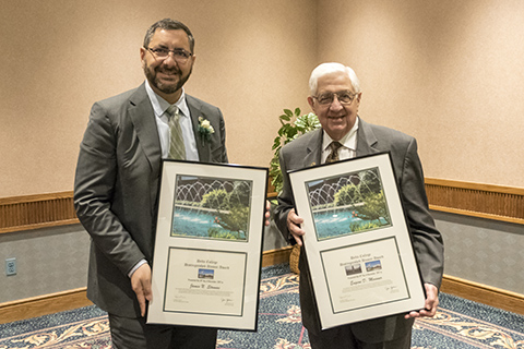 The 2017 distinguished alumni recipients, (left) State Senator Jim Stamas and (right) Gene Mossner.