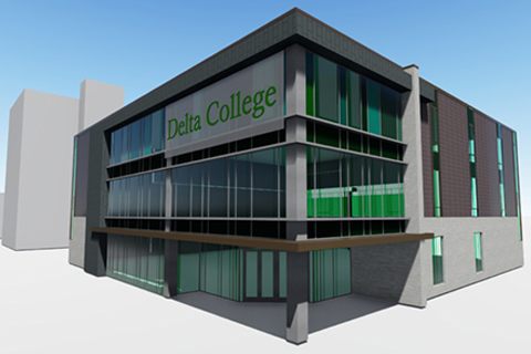 Rendering of proposed Delta College Saginaw Center