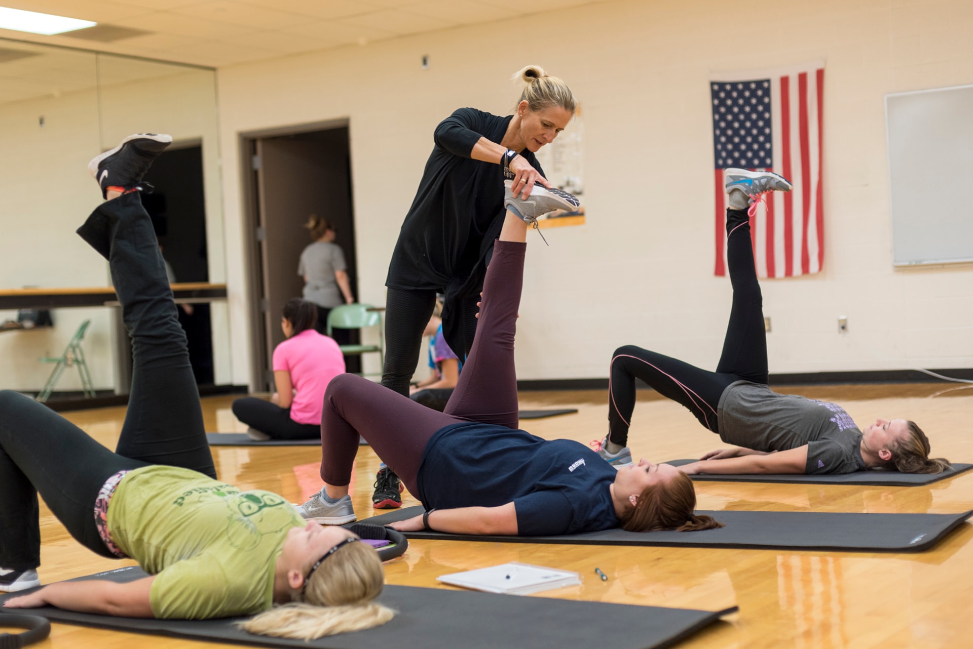 Instructor with Pilates students