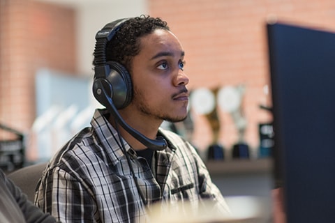 student at computer