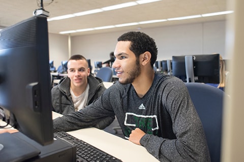 Students working in computer lab.