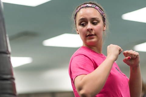 Student in fitness class