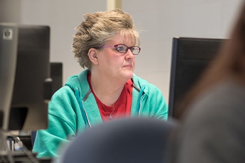 student testing at a computer
