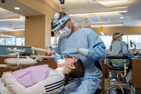 Delta College dental hygiene students real patients' teeth in the on-site dental clinic