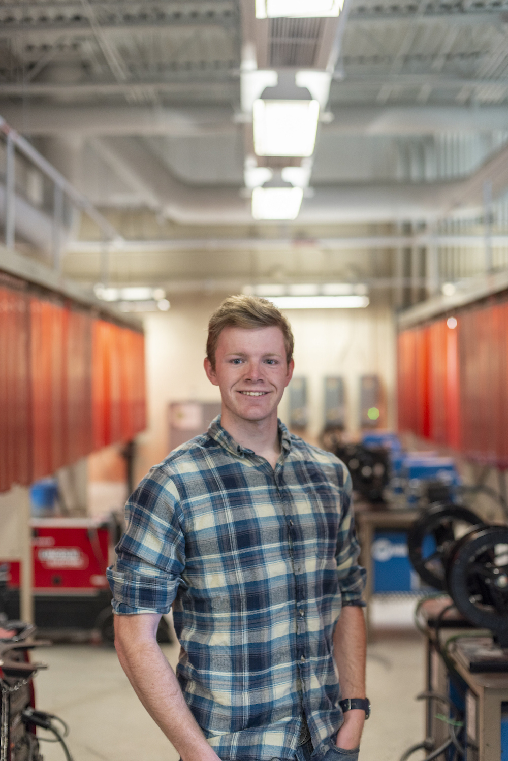 A photo of Alek Zielinski, welding student.