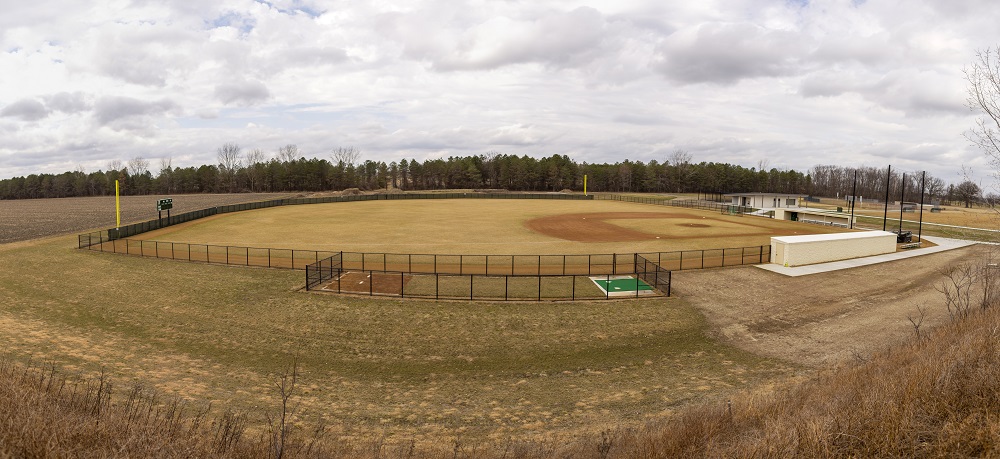 A panorama view of the new baseball field.
