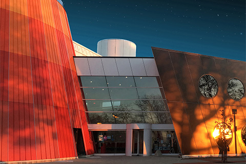 Delta College Planetarium at night