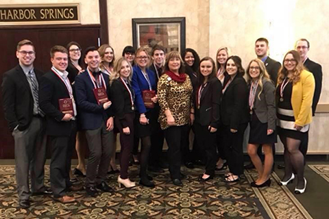 Group of DECA students at competition. 