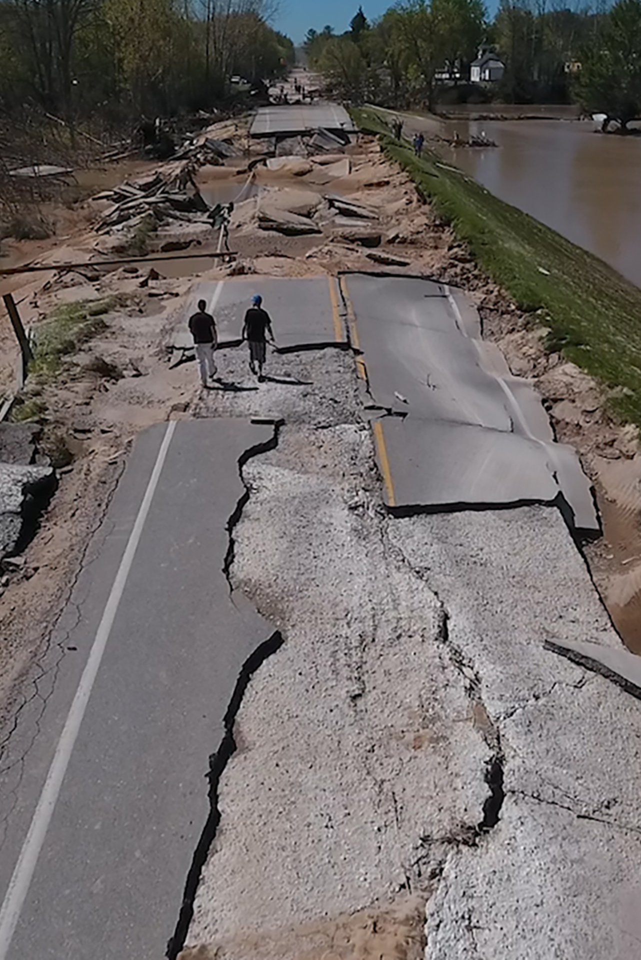 Flood damaged road