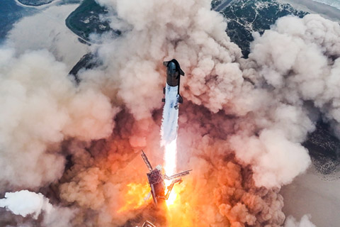 image of a rocket launching into space
