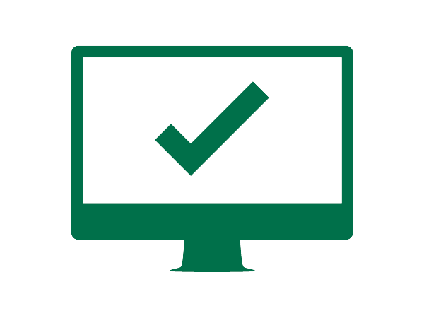 computer monitor with check mark