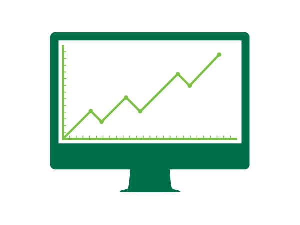 Computer icon with line graph
