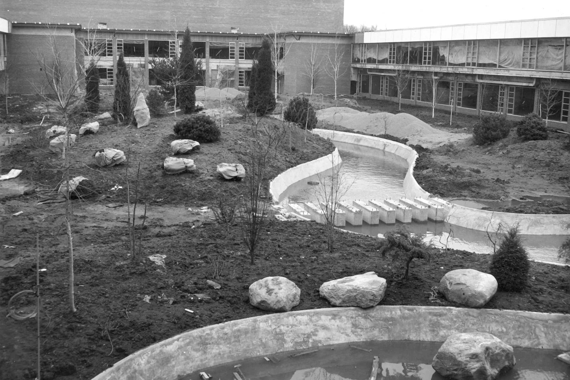 Construction of the Delta College Courtyard in 1961.