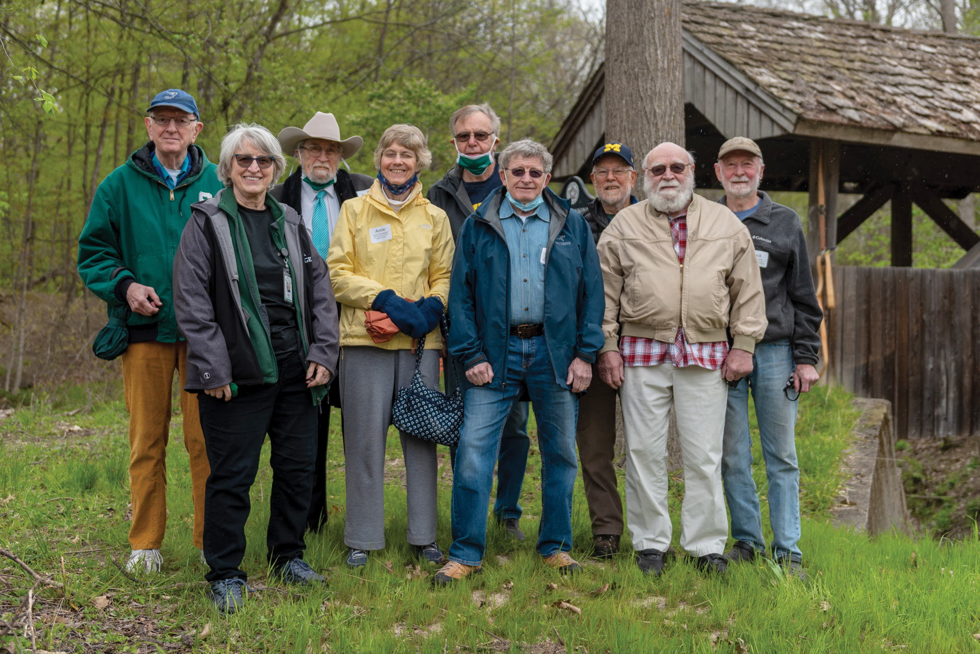 Retirees at the covered bridge