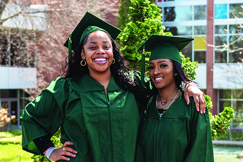 Graduates at commencement
