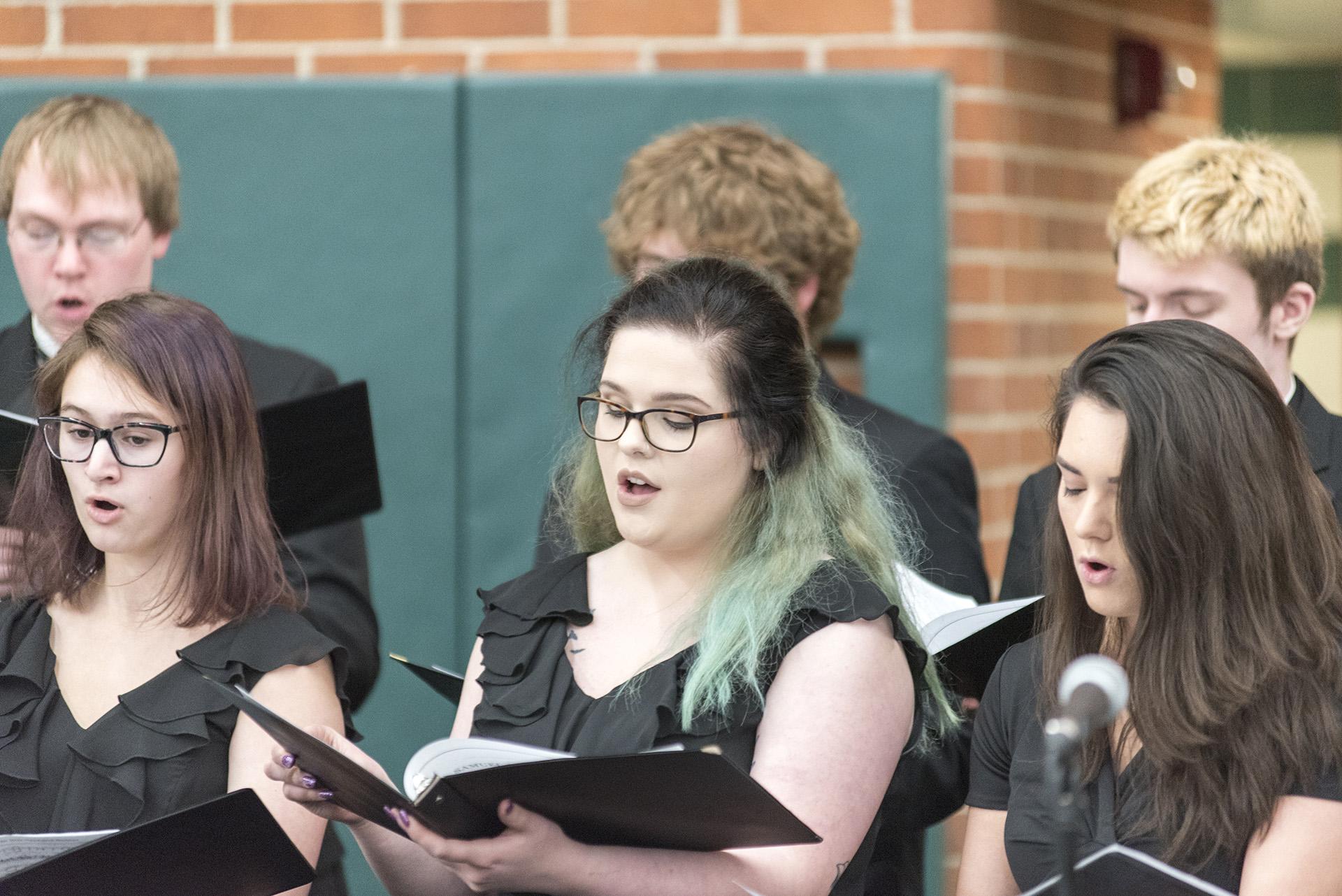 As you walk the halls, you'll hear students in choir practice or practicing their instruments in one of several studios.