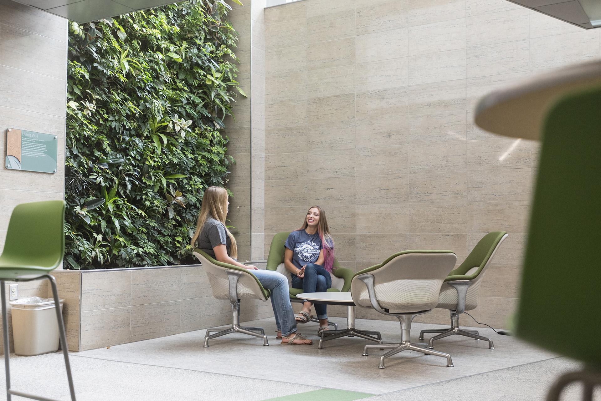The three-story living wall. 