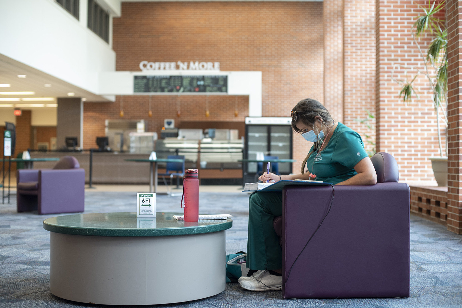 Across from the library, Founders Hall provides a space to take a break or study.