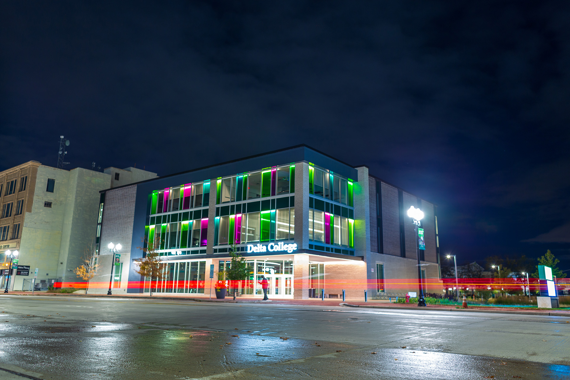 The Downtown Saginaw Center is a sight to see at night.