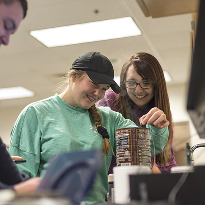 Students working in Physics lab.