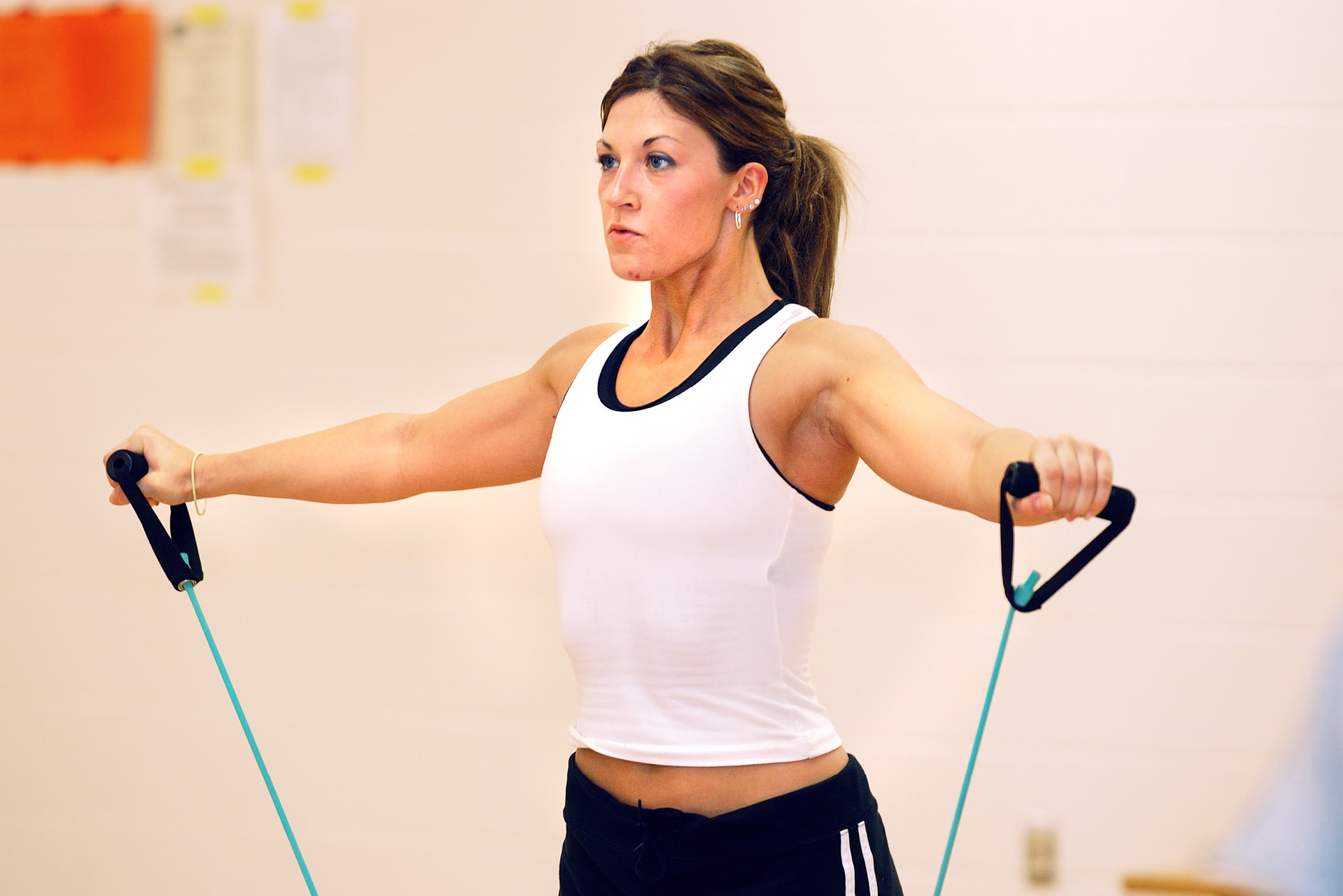 Delta student in fitness class