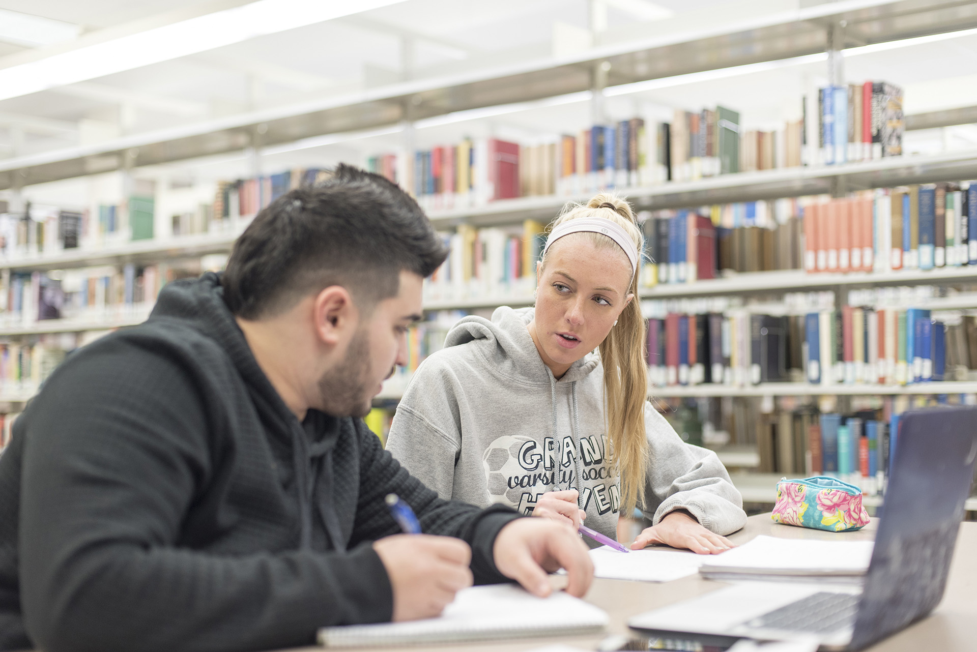 Students working in the Library