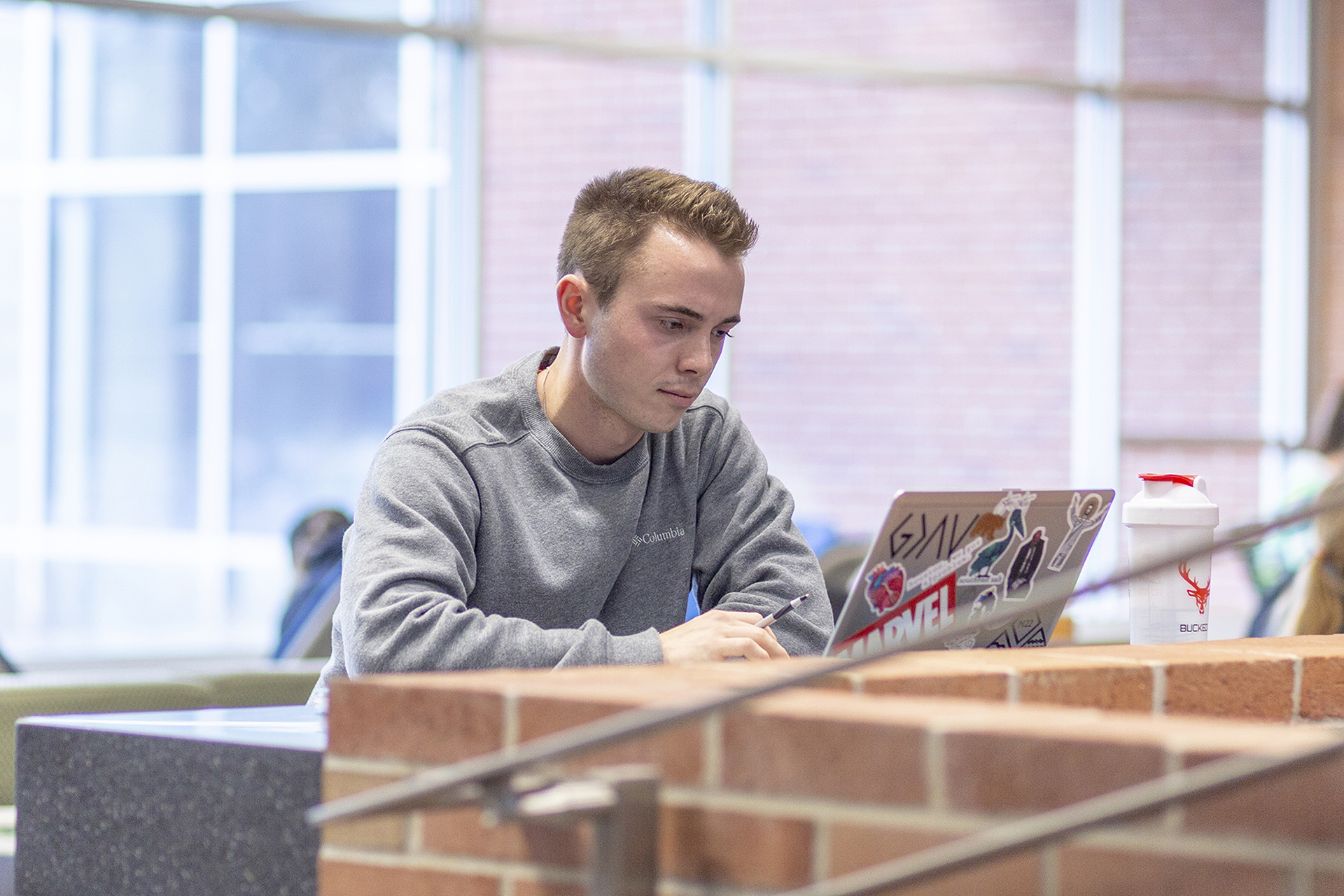 Student working on laptop
