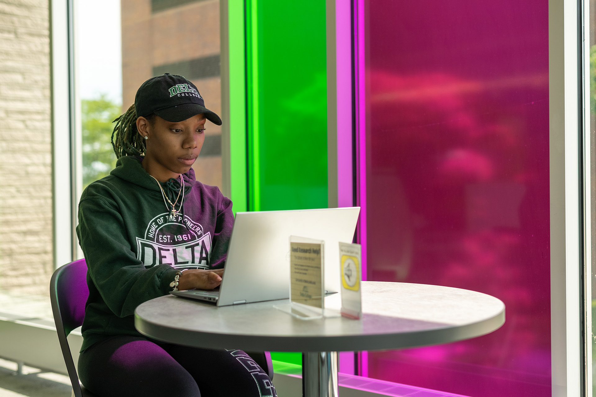 Student working on a laptop