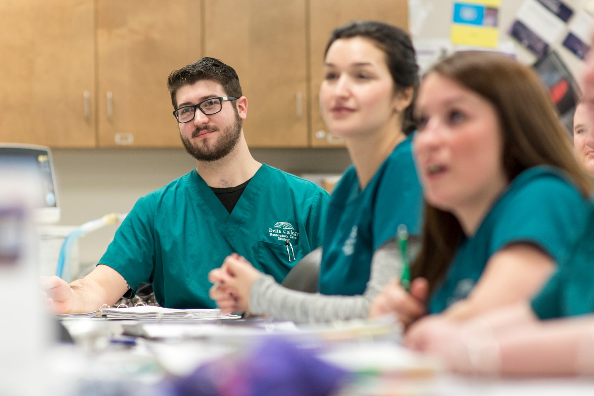 Students in respiratory care class. 