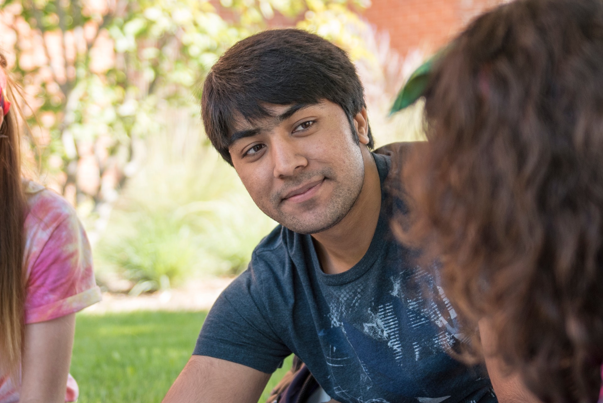 Student working outside