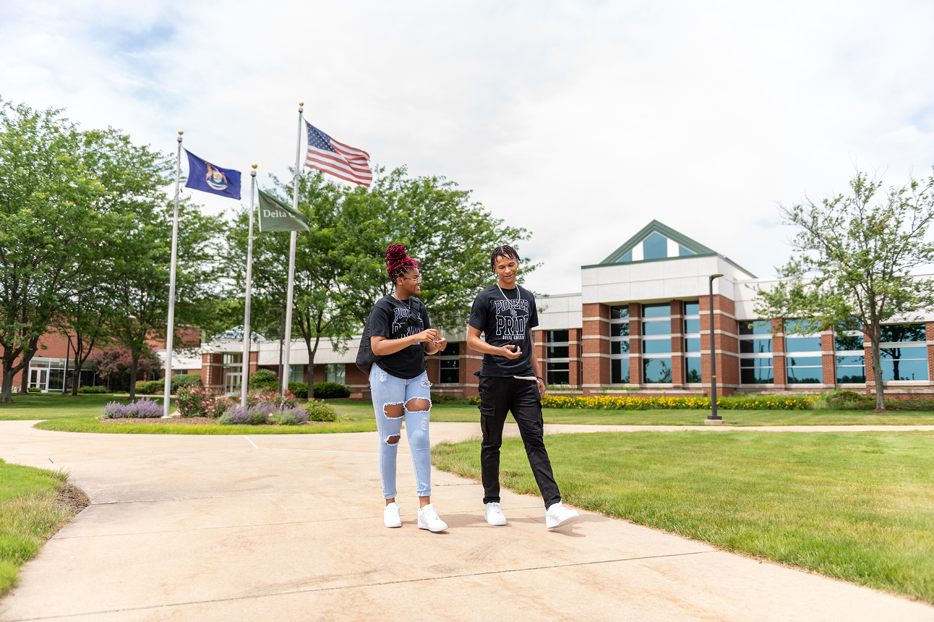 Students walking outside